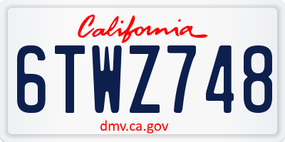 CA license plate 6TWZ748