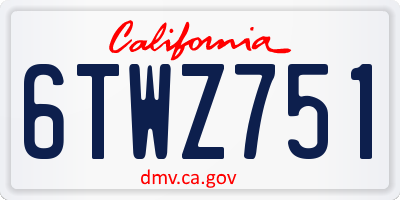 CA license plate 6TWZ751