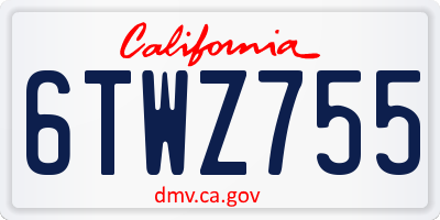 CA license plate 6TWZ755