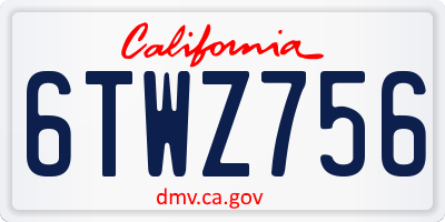 CA license plate 6TWZ756