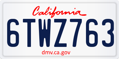 CA license plate 6TWZ763