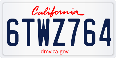 CA license plate 6TWZ764