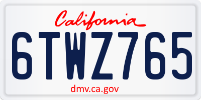 CA license plate 6TWZ765