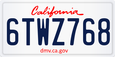 CA license plate 6TWZ768