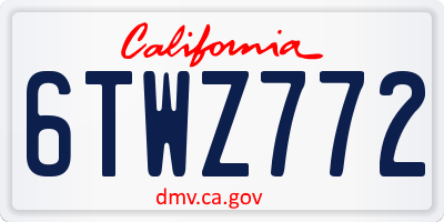 CA license plate 6TWZ772
