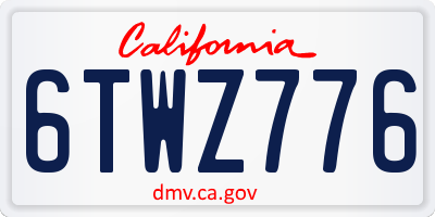 CA license plate 6TWZ776