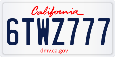 CA license plate 6TWZ777