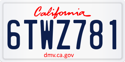 CA license plate 6TWZ781