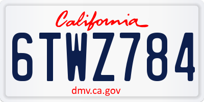 CA license plate 6TWZ784