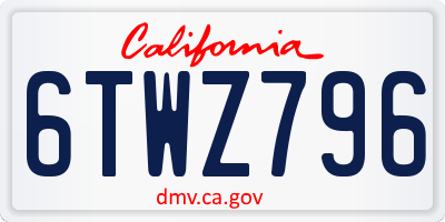 CA license plate 6TWZ796