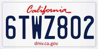 CA license plate 6TWZ802