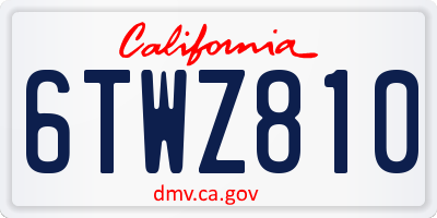 CA license plate 6TWZ810
