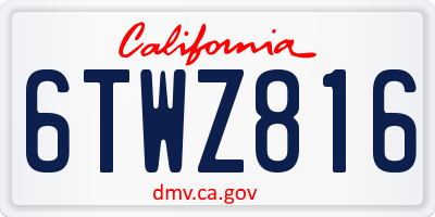 CA license plate 6TWZ816