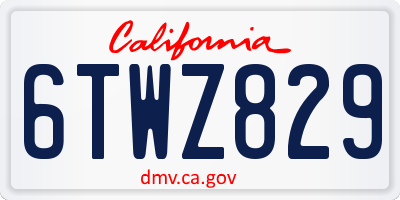 CA license plate 6TWZ829