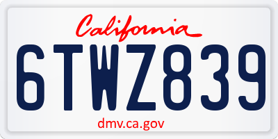CA license plate 6TWZ839