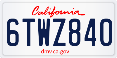 CA license plate 6TWZ840