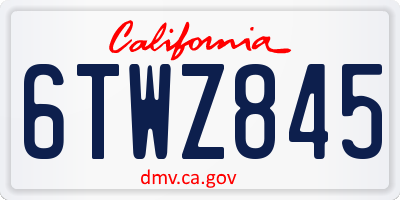 CA license plate 6TWZ845