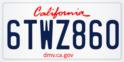 CA license plate 6TWZ860