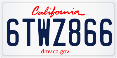 CA license plate 6TWZ866