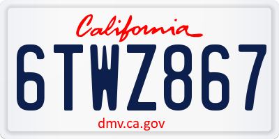 CA license plate 6TWZ867