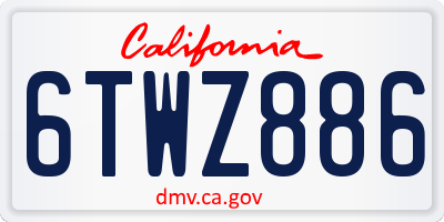 CA license plate 6TWZ886