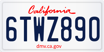 CA license plate 6TWZ890