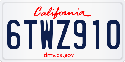 CA license plate 6TWZ910