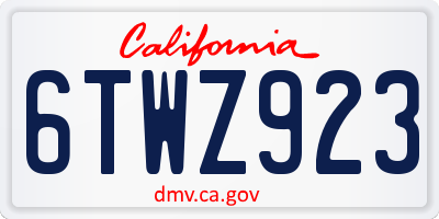 CA license plate 6TWZ923