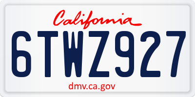 CA license plate 6TWZ927