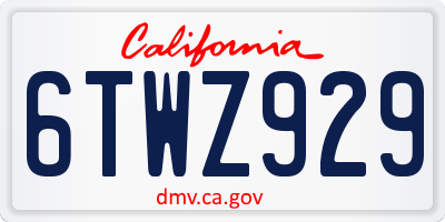 CA license plate 6TWZ929