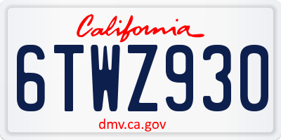 CA license plate 6TWZ930