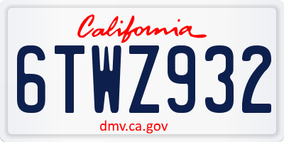 CA license plate 6TWZ932