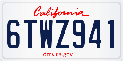 CA license plate 6TWZ941