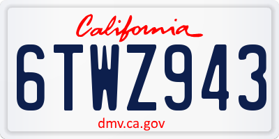 CA license plate 6TWZ943
