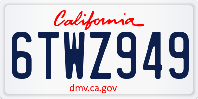 CA license plate 6TWZ949