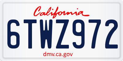 CA license plate 6TWZ972