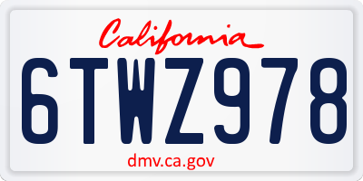 CA license plate 6TWZ978