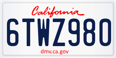 CA license plate 6TWZ980