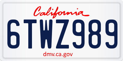 CA license plate 6TWZ989