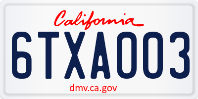 CA license plate 6TXA003