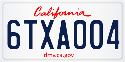 CA license plate 6TXA004
