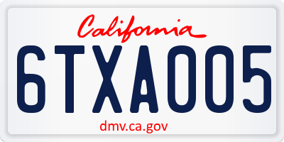 CA license plate 6TXA005