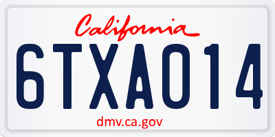 CA license plate 6TXA014