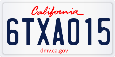 CA license plate 6TXA015