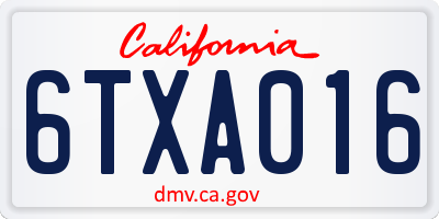 CA license plate 6TXA016