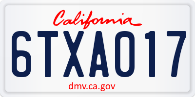 CA license plate 6TXA017