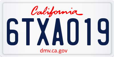 CA license plate 6TXA019