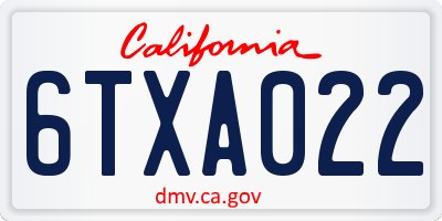 CA license plate 6TXA022