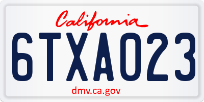 CA license plate 6TXA023