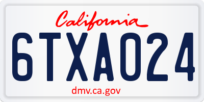 CA license plate 6TXA024